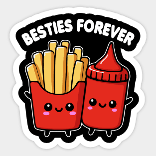 French Fries And Ketchup Besties Forever Funny Sticker